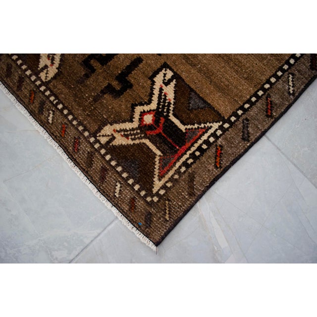1970s Hand Knotted Turkish Small Rug Boho-Chic Accent Rug Enrty Decor Door Mat 22"x40" For Sale - Image 9 of 10