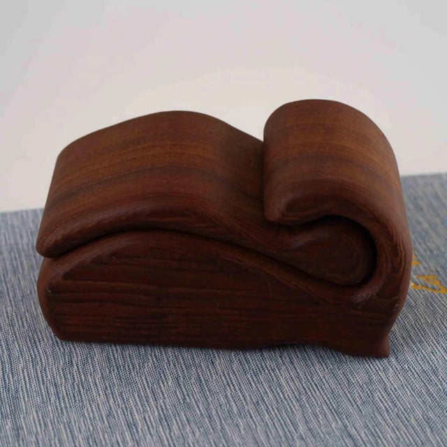 1980s Vintage Carved Wood Puzzle Jewelry Box For Sale - Image 5 of 11