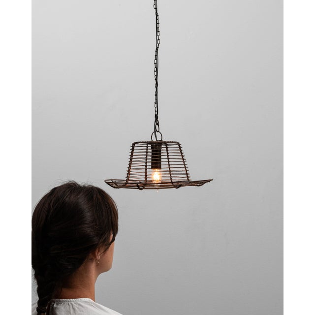 1900s French Industrial Flared Wire-Frame Pendant Light For Sale - Image 18 of 18