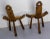 Set of Mid-Century Spanish Tripod Chairs Three Legs in Poplar & Leather, 1960s For Sale - Image 6 of 13