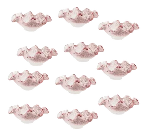 Antique Ombré Pink Scalloped Art Glass Candy or Ice Cream Dishes - Set of 11