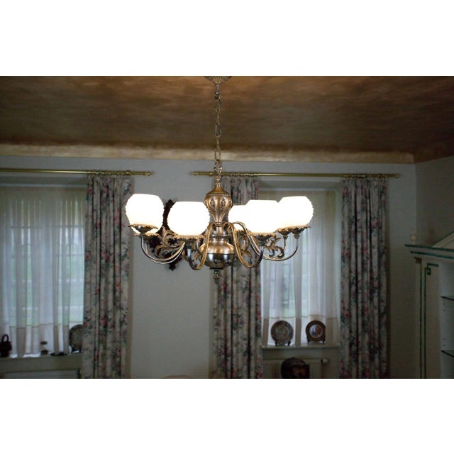 Metal White Brass Chandelier, 1970s For Sale - Image 7 of 7