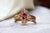 Contemporary Dos Calle: Oval Ruby and Filigree Ring with Natural Diamonds in Yellow Gold For Sale - Image 3 of 11