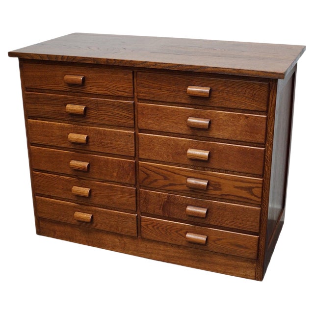 Oak German Industrial Apothecary Cabinet, Mid-20th Century For Sale