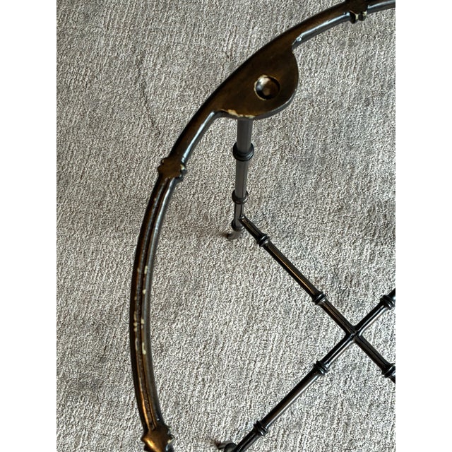 Late 20th Century Hollywood Regency Round Cocktail Tray Top Accent Table With Faux Bamboo Base For Sale - Image 9 of 9