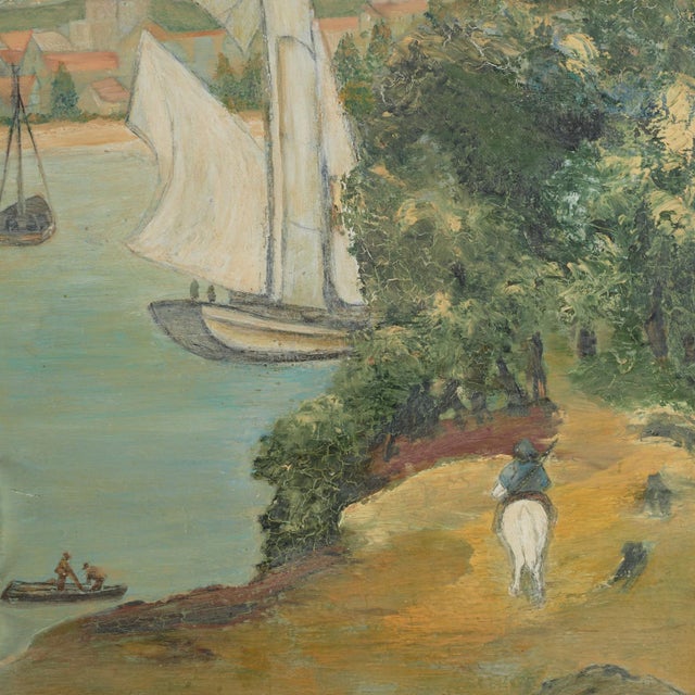Wood Pair of Italian Painted Panels With Sailboats For Sale - Image 7 of 18
