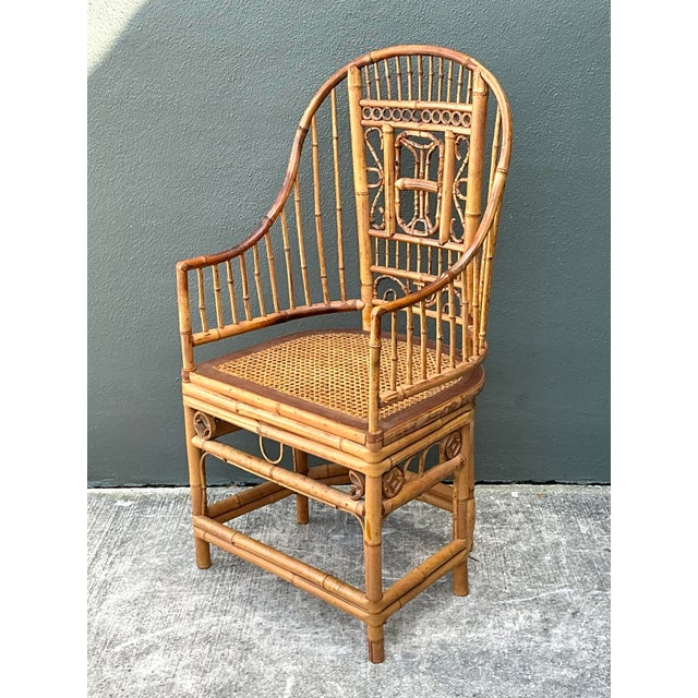 Vintage Brighton Pavilion High Back Rattan Chair For Sale - Image 12 of 12