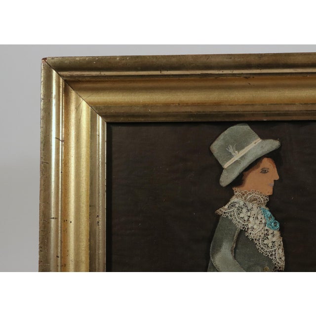 Ink Blue American Fabric and Paper Figure of a Gentleman, First Half of the 19th Century For Sale - Image 8 of 9