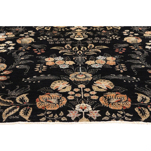 Vintage Black Pakistani Tabriz Rug, 10'03 X 13'06 For Sale - Image 4 of 10