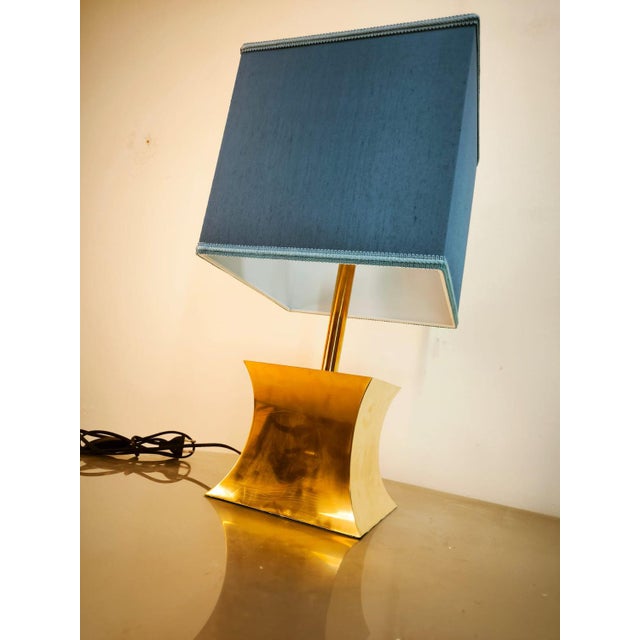 Brass Table Lamp with Fabric Dome For Sale - Image 9 of 15