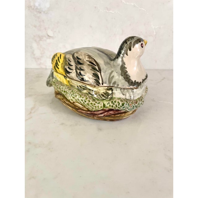 Gray Vintage Italian Ceramic Quail Sauce Tureen For Sale - Image 8 of 9