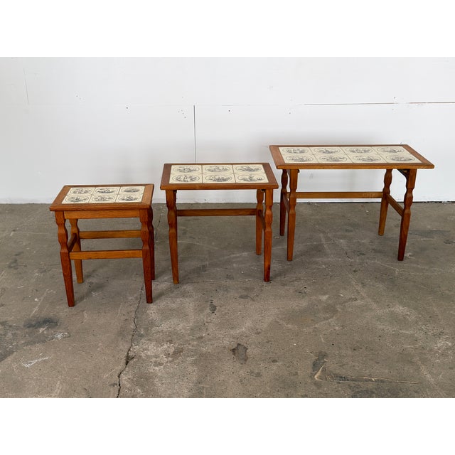 Mid-Century Modern Oak Nesting Tables by Henning Kjærnulf, Denmark, 1960s, Set of 3 For Sale - Image 11 of 13