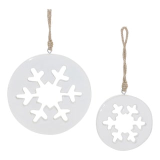 White Wood Snowflake Cut-Out Ornament (Set of 12) For Sale