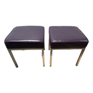 Room & Board Parsons Leather Stools, Pair For Sale