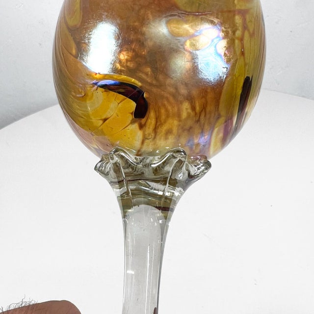 Aaron Slater Studio Design Art Glass Sculptural Stem Wine Goblet For Sale In San Diego - Image 6 of 9