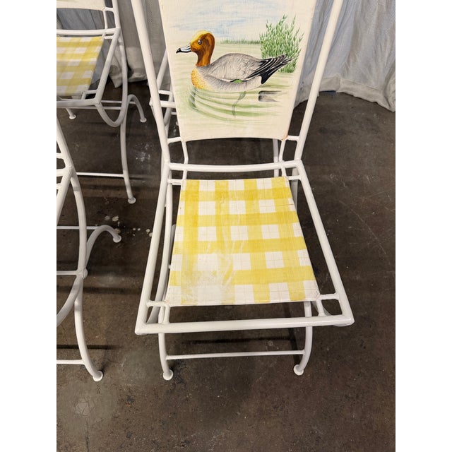 Duck Motif Hand Painted Chairs Set/4 For Sale - Image 11 of 12