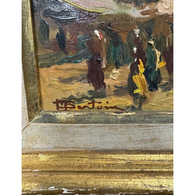 Marcel Bertoin, Outdoor Scene, Oil on Wood, 20th Century This piece has an attribution mark, I am sure that it is...