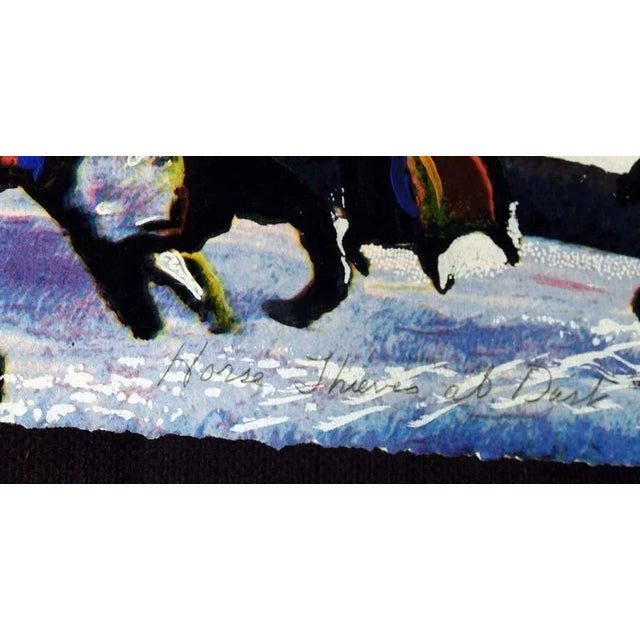 1990s Earl Biss "Horse Thieves at Dusk”Blue Original Limited Edition Serigraph on Paper For Sale - Image 5 of 8