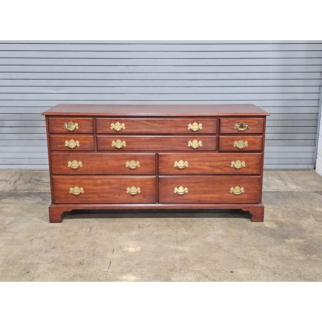 Store Item: Henkel Harris Cherry Dresser Chest of Drawers #24 Stain Dovetail Construction Description: Solid Wild Black...