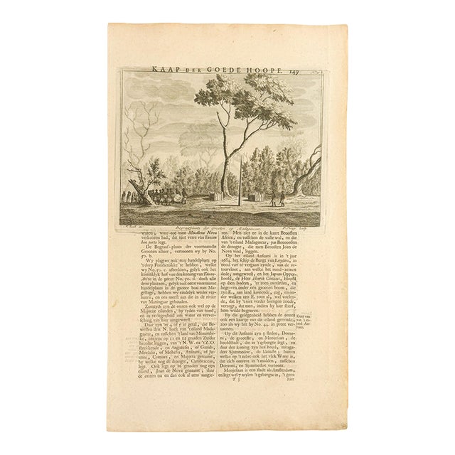 1726 Dutch Trading Post in Madagascar Copper Engraving | François Valentijn For Sale