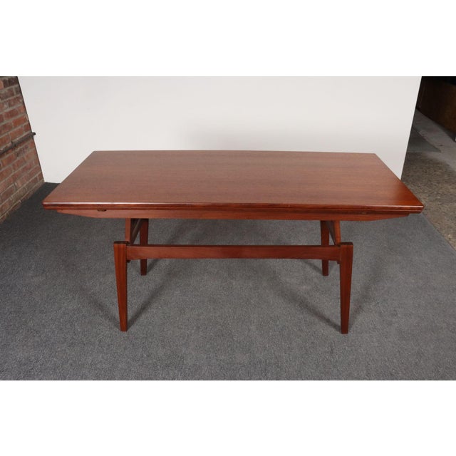 Danish Modern "Elevator" Metamorphic Coffee Table / Dining Table With Two Leaves For Sale - Image 9 of 18