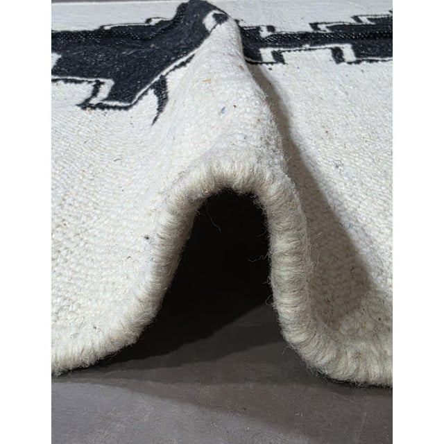 Black and White Flatwoven Rug - 9.7 X 6.4 Ft For Sale - Image 4 of 6
