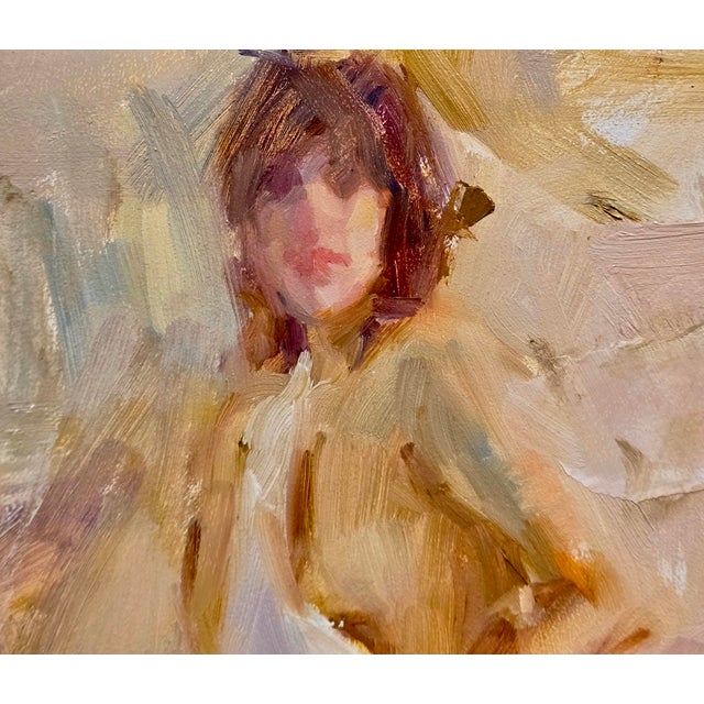 2000 - 2009 Carolyn Anderson - Impressionist Seated Female Nude-Oil Painting For Sale - Image 5 of 9