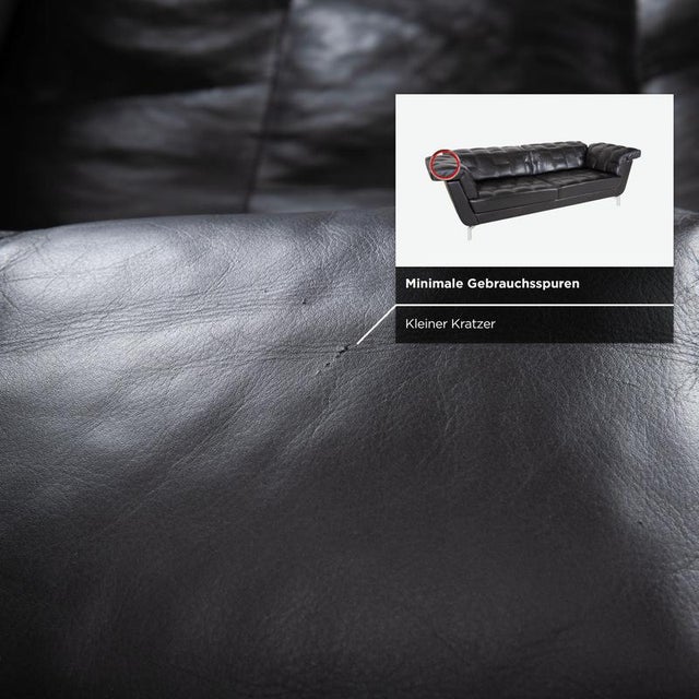 Three-Seater Sofa in Black Leather from de Sede For Sale - Image 15 of 18