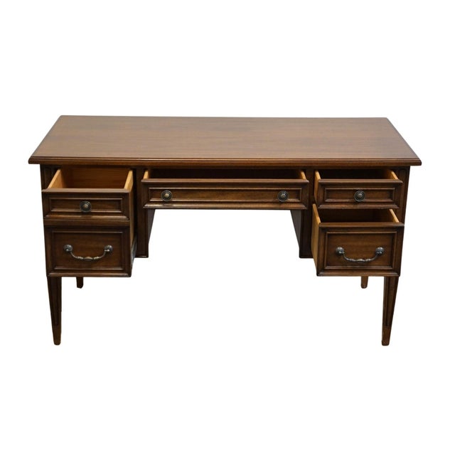 Late 20th Century Mount Airy Solid Cherry Italian Provincial Style 54" Writing Desk For Sale - Image 5 of 12