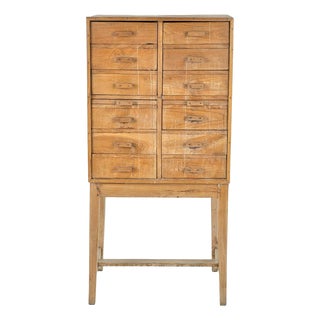 Wooden Storage Unit with 12 Drawers and 2 Shelves For Sale