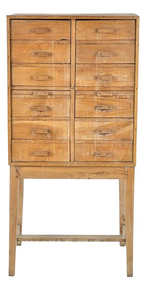 Wooden Storage Unit with 12 Drawers and 2 Shelves