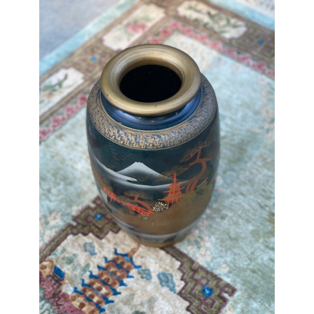 Mid-Century Modern 1950s Asian Hand Painted Urn For Sale - Image 3 of 5