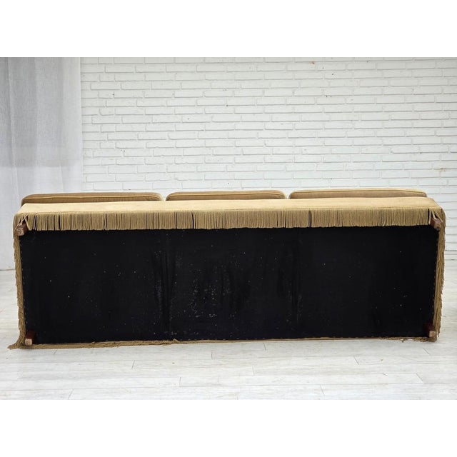 Green Danish 3-Seater Sofa in Honey Yellow Velour, 1970s For Sale - Image 8 of 17