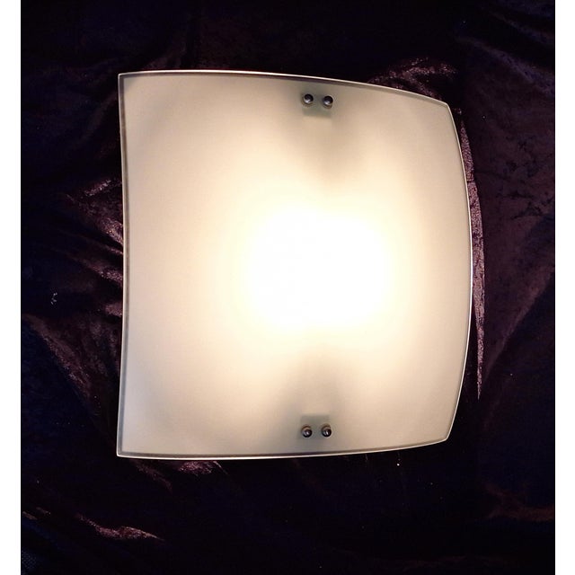 Vintage Ceiling Lamp with a Curved White Glass Pane by Honsel, 1990s, in Very Good conditions. Designed 1990 to 1999 This...