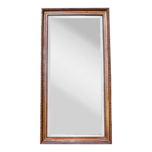 Large Gilt Wood Rectangular Mirror With Egg and Dart Carving, 19th Century For Sale