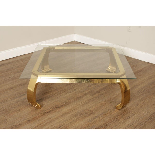 Mastercraft Attributed Hollywood Regency Asian Inspired Brass and Glass Coffee Table For Sale - Image 11 of 18