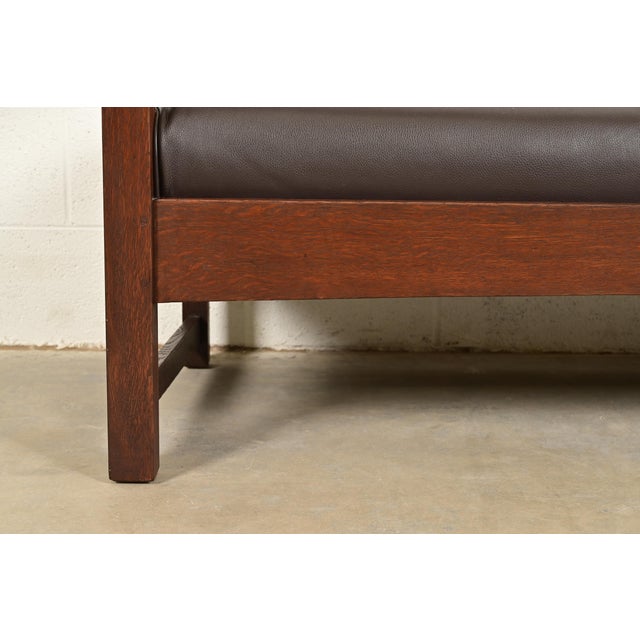 Limbert Antique Mission Oak Arts & Crafts Settle Sofa, Circa 1910 For Sale - Image 13 of 17