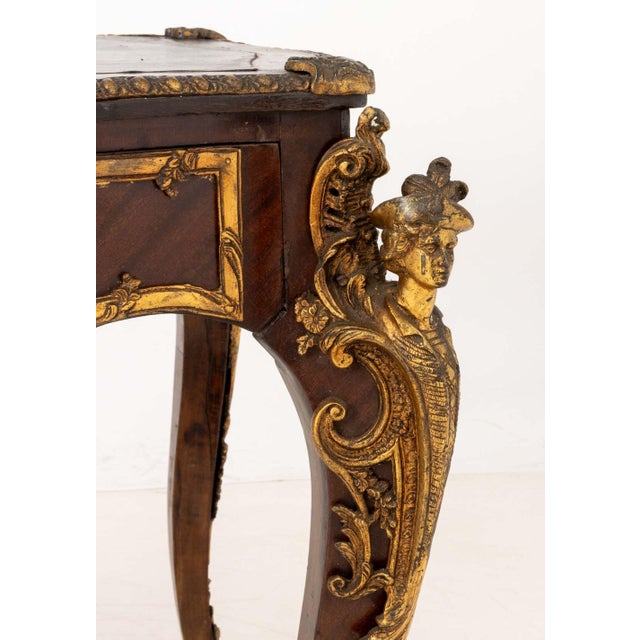 Wood Louis XV Style Gilt Metal and Mahogany Bureau Plat For Sale - Image 7 of 12