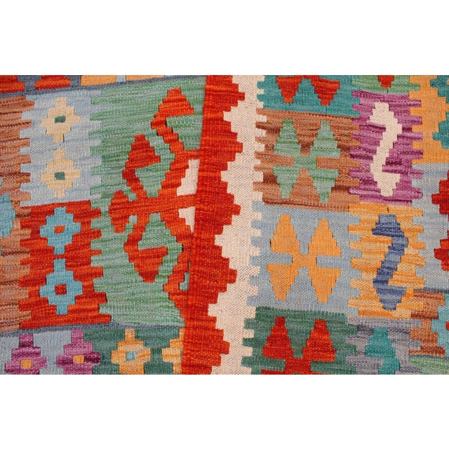 1990s 1990s Abstract Kilim Blue Rust Wool Rug - 8'4" X 9'9" For Sale In New York - Image 6 of 7
