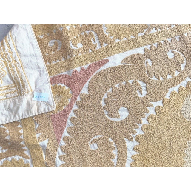 Tan Decorative Suzani Tablecloth From Asian For Sale - Image 8 of 8