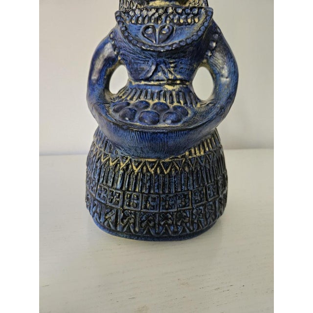 Ceramic Blue Woman with Basket of Fruit Figurine from Bay Keramik, Germany, 1960s For Sale - Image 7 of 14