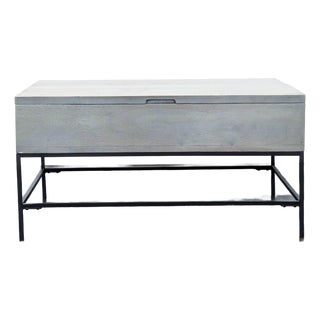 West Elm Industrial Solid Wood Storage Pop-Up Coffee Table For Sale
