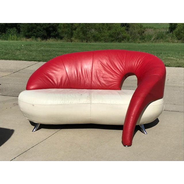 This fun loveseat Sofa was designed by architect Frederic Amat produced by POLTROMEC; Italy. Simple aluminum feet,...