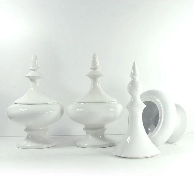 1990s Large French Ceramic Covered Jars, Set of 3 For Sale - Image 5 of 9