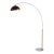 1960s 92" Morelli Adjustable Matte Black/Gold Floor Lamp - Mid Century Modern Arc Lamp, Weathered Brass, White Marble Base, Dimmable For Sale