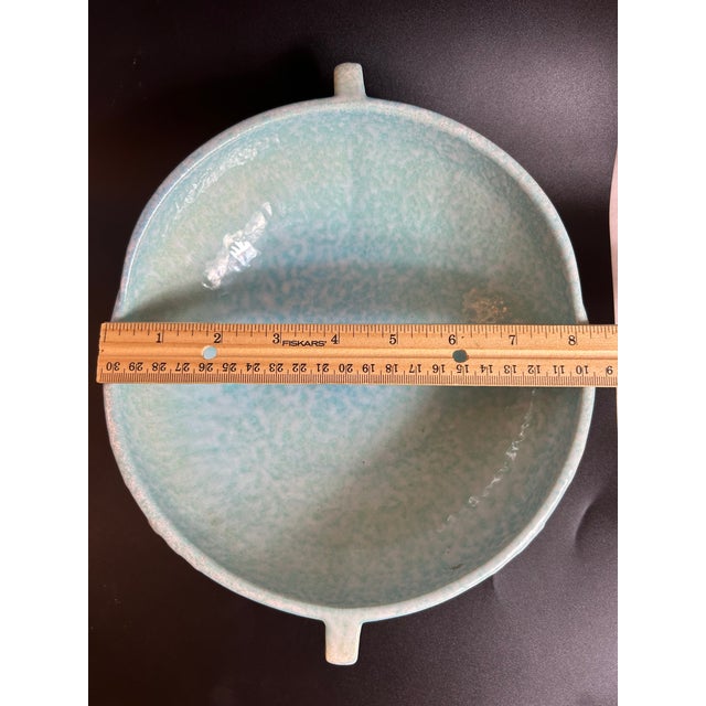 Roseville Pottery Vintage 1948 Roseville Pottery Wincraft Blue Console Bowl For Sale - Image 4 of 9