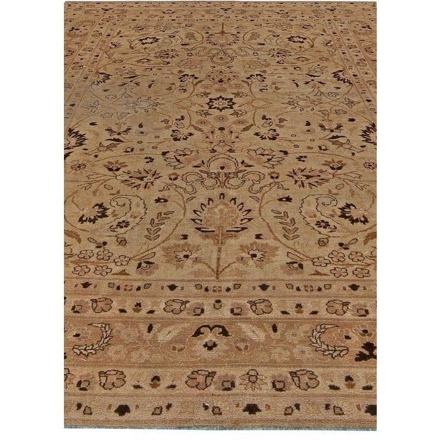 1920s Persian Tabriz Beige and Brown Handwoven Wool Rug For Sale - Image 4 of 4