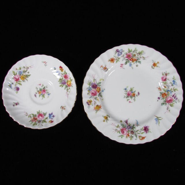 Minton Marlow Hand Painted Porcelain Teapot, Cups & Saucers and Plates 16 Piece Set Chairish