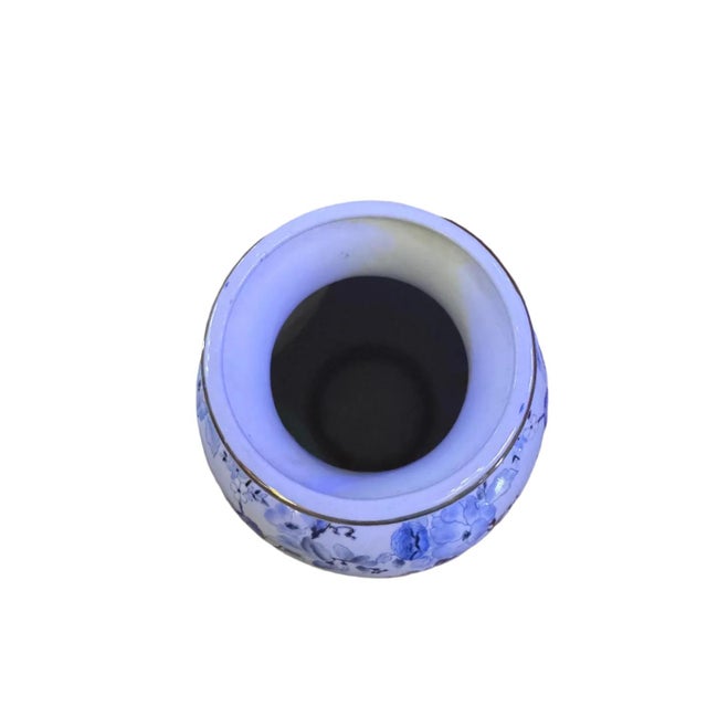 Mid 20th Century Vintage Chinese Blue and White Floral Vase For Sale - Image 5 of 6