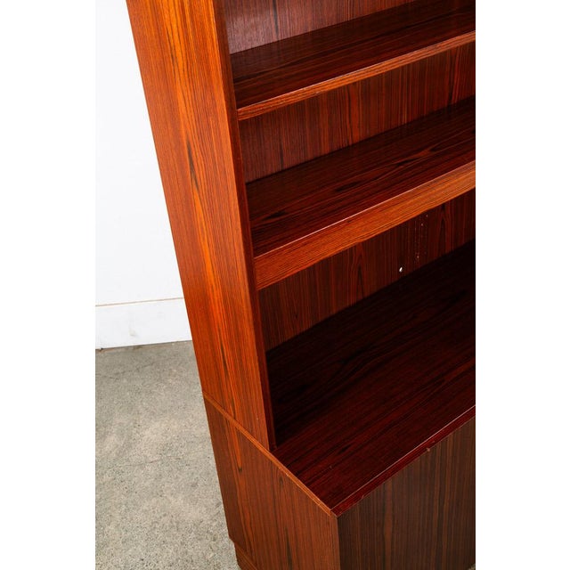 Mid Century Danish Modern Cabinet Rosewood Bookshelf Shelves Metal Handles MCM For Sale - Image 12 of 12